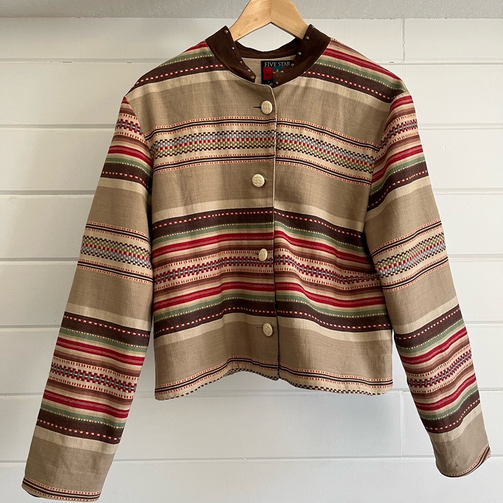 Five Star Brown and Red Blazer with Southwestern Stripes
